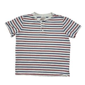 HANNA ANDERSSON Red White Blue Henley Short Sleeve Tee Size 8 130 Kids Cotton